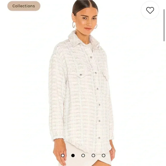 IRO NEW Marsh Metallic Ecru Silver Tweed Shacket Shirt Jacket 38 - Picture 4 of 15